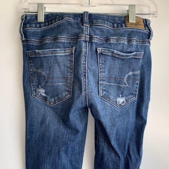 AEO Super Stretch X Destroyed Ripped Jeggings Jeans Size 4 - Picture 5 of 9